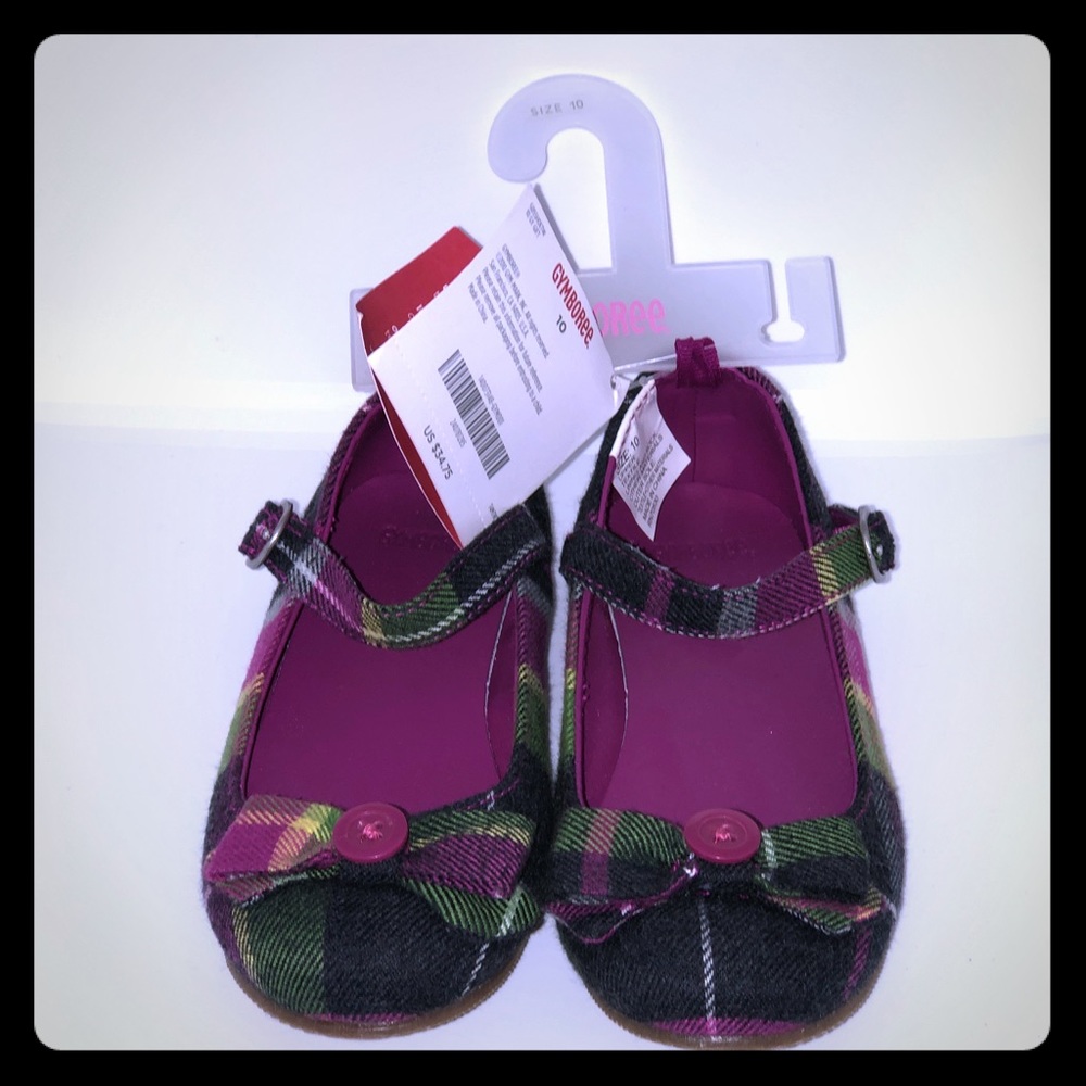 NWT pink&green plaid Gymboree Mary Janes - size 10